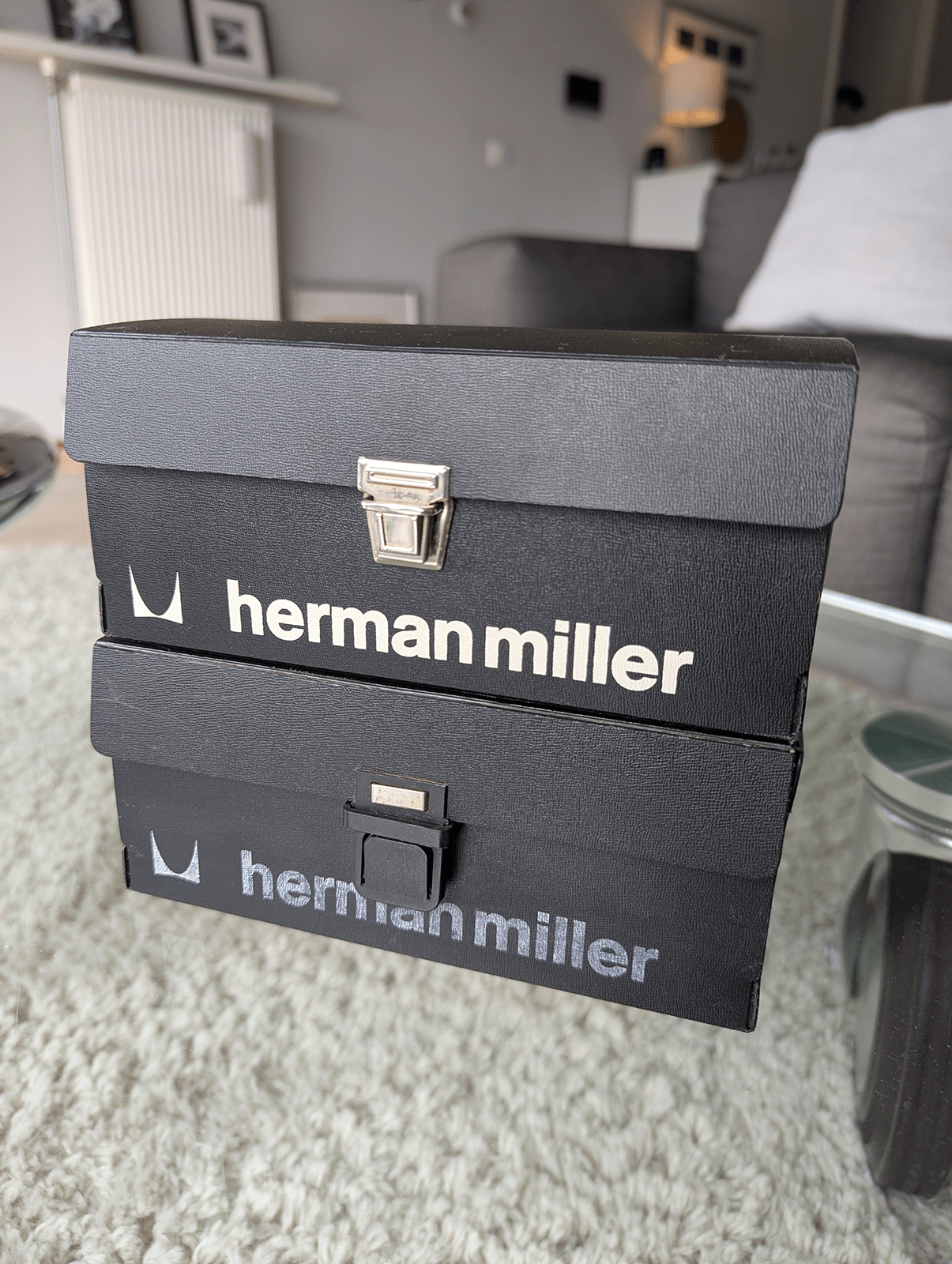 (2x) Originele Herman Miller sample boxen - kunststof, vintage