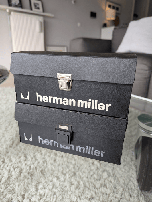 (2x) Original Herman Miller sample boxes - plastic, vintage