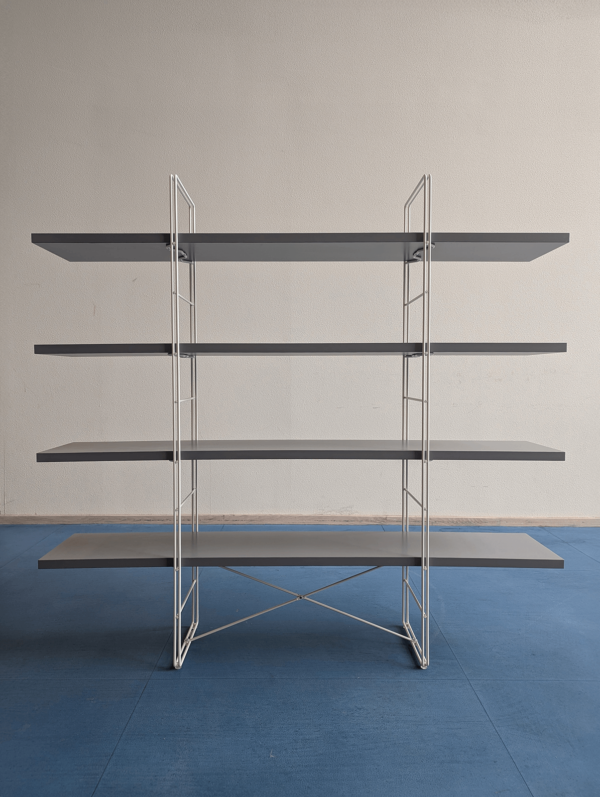 IKEA “Enetri” Wall Shelf – Design by Niels Gammelgaard – 4 Shelves – White Frame / Grey