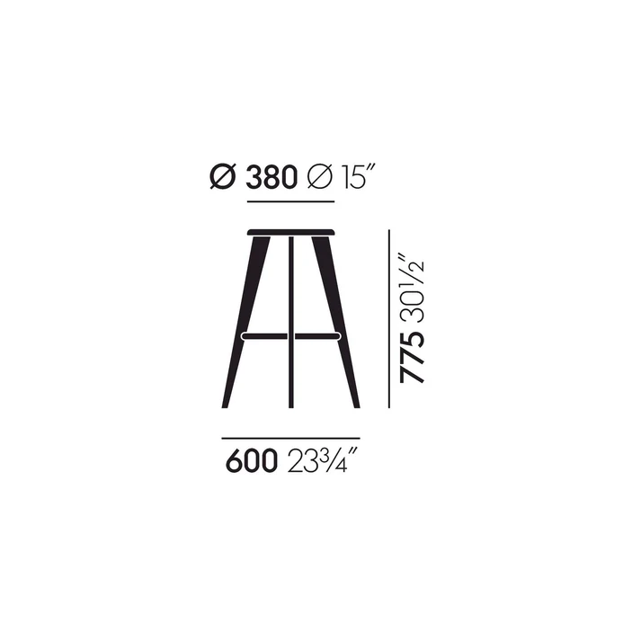 Vitra “Tabouret Haut” Barkruk – Prouvé Edition 2002 – Naturel Eiken