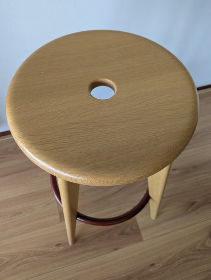 Vitra “Tabouret Haut” Barkruk – Prouvé Edition 2002 – Naturel Eiken