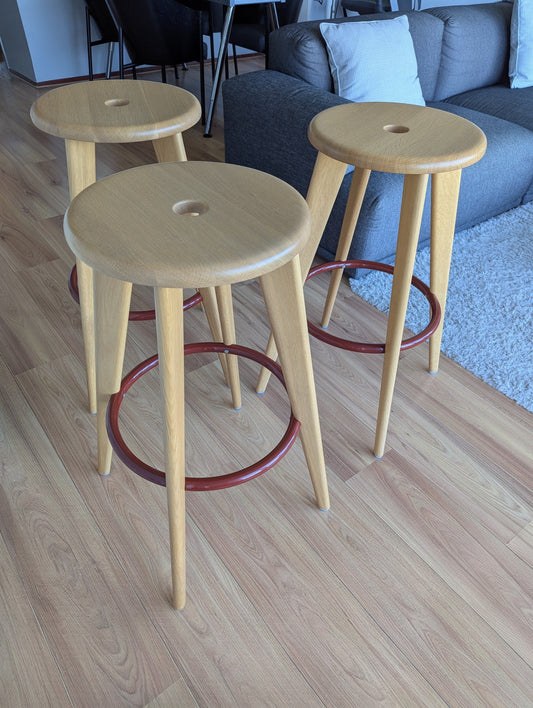 Vitra “Tabouret Haut” Barkruk – Prouvé Edition 2002 – Naturel Eiken